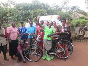 rural women with bicycles